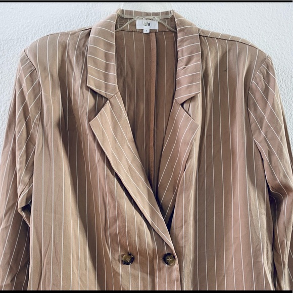 LPA striped button up blazer tan size L tan - Picture 2 of 8